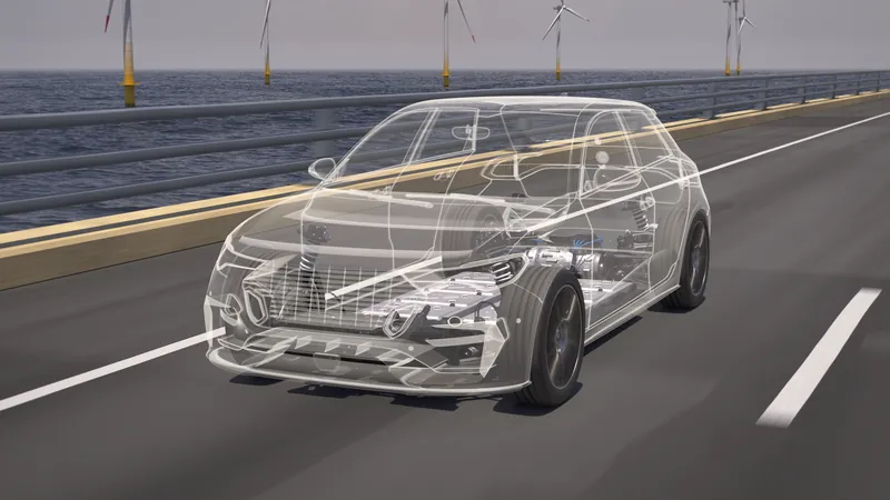 Electric car on a bridge