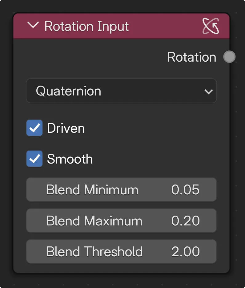 Smoothing properties on the Rotation Input node.