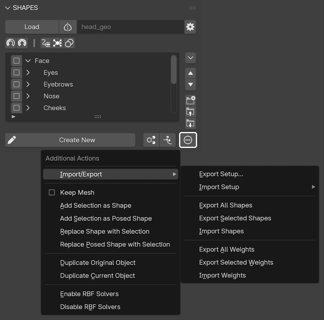 The Additional Actions Menu located below the Target List.