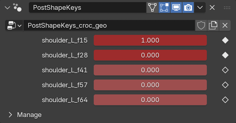 The Post Shape Keys modifier in the Modifiers property panel.