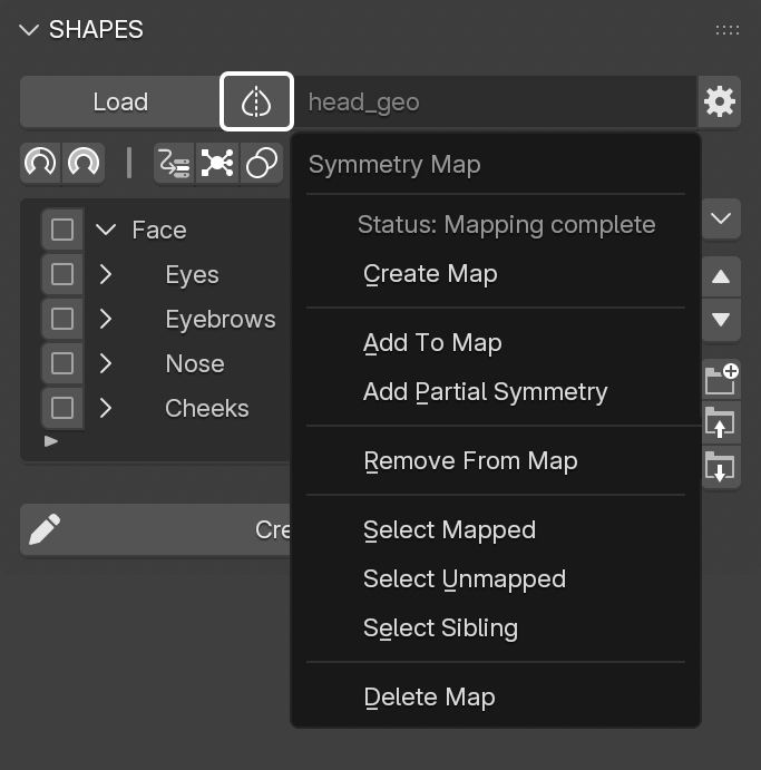 The _Symmetry Map Menu_.