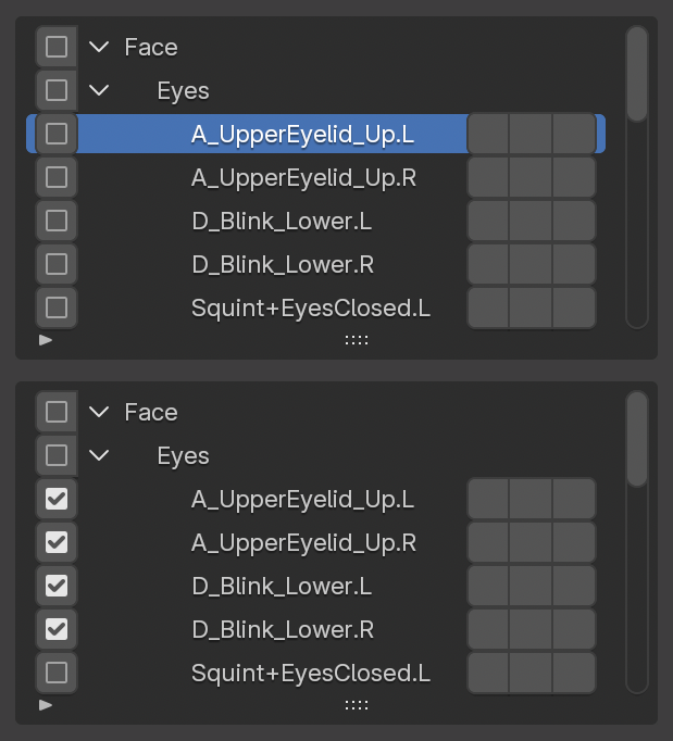 Single item selection vs. multi item selection in the Target List.