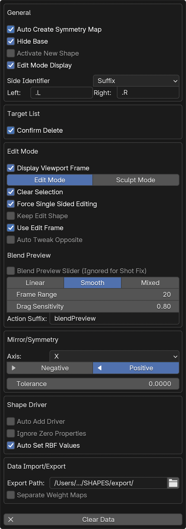 The Tool Preferences panel.